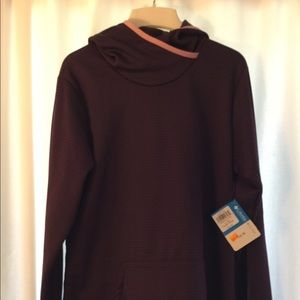 Columbia burgundy/grey striped hoodie w/ pink trim
